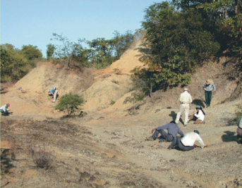 Photo:Searching fossil primates in Myanmer.